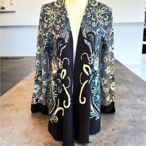 Anthropologie  Emma open embroidery‎ blue S/p cardigan oversized cottagecore